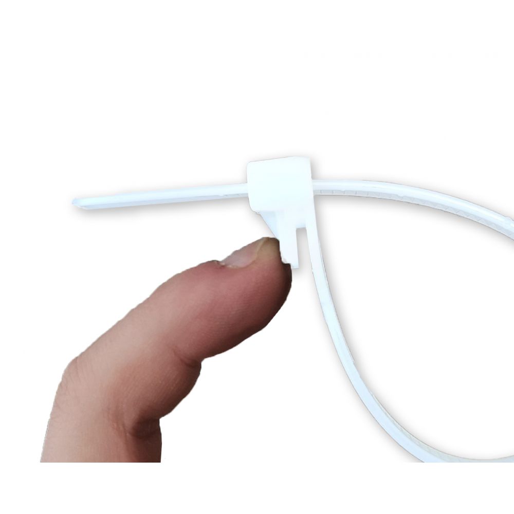 Kabelbinder wiederloesbar | 250 x 7,6 mm | Weiß | 100 Stück