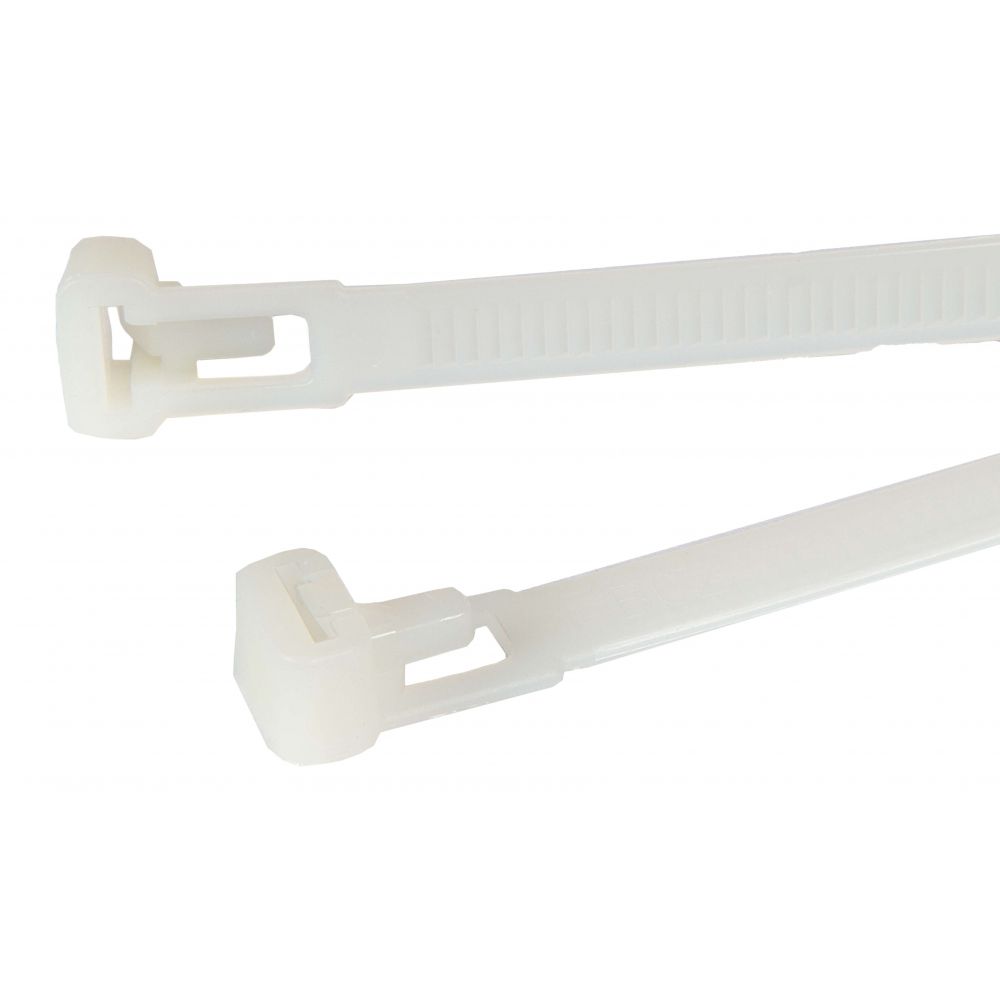 Kabelbinder wiederloesbar | 250 x 7,6 mm | Weiß | 100 Stück