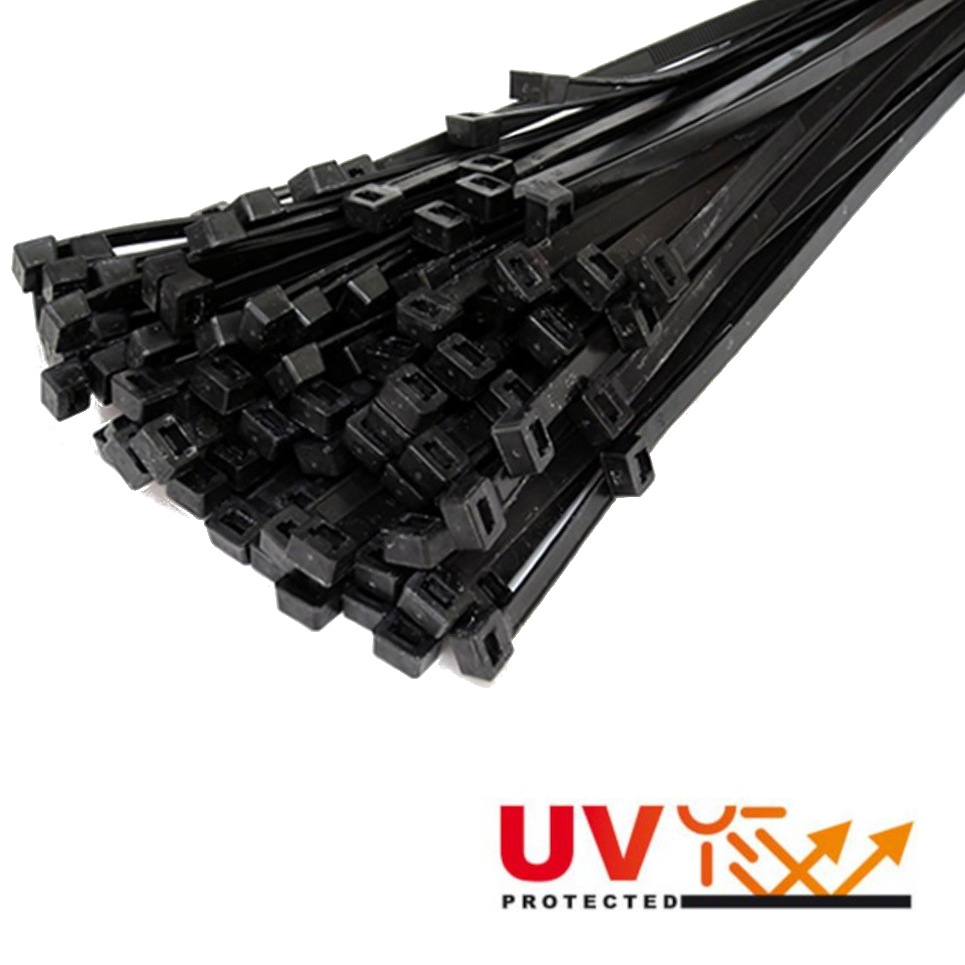 Kabelbinder UV-bestandig | 100 x 2,5 mm | Schwarz | UV-beständig nach UL 62275 | 100 Stück